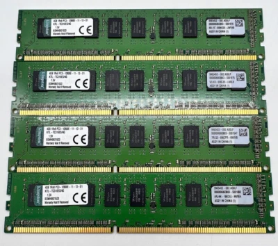 [QTY: 4] Kingston SK Hynix 4GB PC3-12800E 1Rx8 DIMM DDR3 RAM Bundle Lot Tested - Image 1 of 2