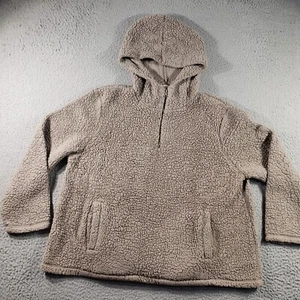 Koolaburra by UGG Hoodie Damen Large taupe angerauter Rücken Sherpa Fleece 1/4 Zip - Bild 1 von 10