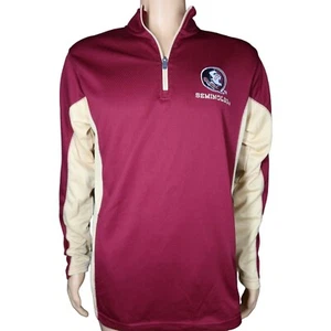 FSU Florida State University Seminoles Burgundy 1/4 Zip Pullover Sz M Russell - Picture 1 of 5