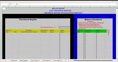 Checkbook Register Excel Spreadsheet, For PC or Android + FREE Budget Template - Image 1 of 4