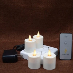 Luminara Rechargeable LED Tea Light Flameless with Remote for Church Set of 4 - Picture 1 of 5
