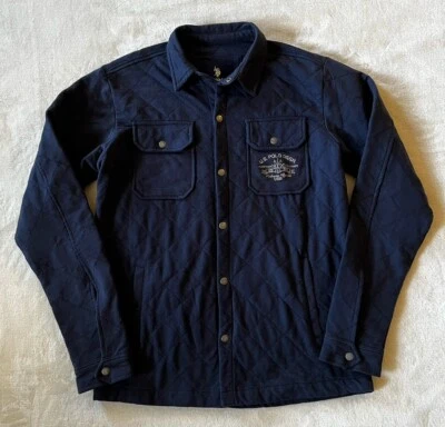 U.S. Polo Assn. Mens Diamond Quilted Dark Blue Snap Button Pockets Jacket. Sz L - Image 1 of 4