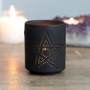 Small Black Pentagram Cut Out Tealight Holder. Gothic. Gift. Home. Decor. witch - Picture 1 of 3