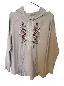 Coldwater Creek Light Pink Floral Embroidered Hoodie Top Shirt 2X - Picture 1 of 5