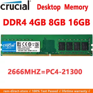 Crucial DDR4 16GB 8GB 4GB 2666 PC4-21300 288pins Desktop Memory Dimm Ram 1.2V - Picture 1 of 16