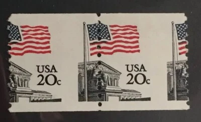 Scott 1895 20c Flag Mis-Perforated Pair MNH - Image 1 of 4