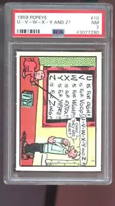 Tarjeta Popeye #10 1959 U-V-X-Y y Z PSA 7 clasificación casi nueva Ad-Trix King características Syndica - Imagen 1 de 2