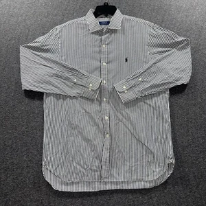 Ralph Lauren Dress Shirt Blue Label Black/White Striped Size 17 34/3 Long Sleeve - Picture 1 of 12