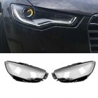 For 2012 2013-2015 Audi A6 Car Left + Right Headlight Headlamp Lens Cover Trim