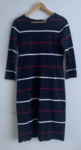 Barbour Beacon Auster marineblau gestreift rot & weiß Kleid UK 10 Damen 100 % Baumwolle  - Bild 1 von 14