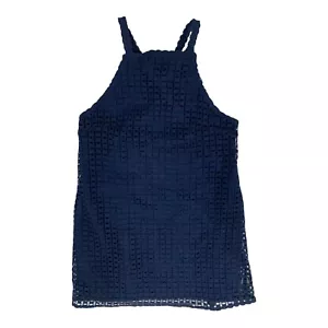 Kookai Cross Strapped Crochet Lined Dress - Size 40 - Navy Blue - VGC - Picture 1 of 7