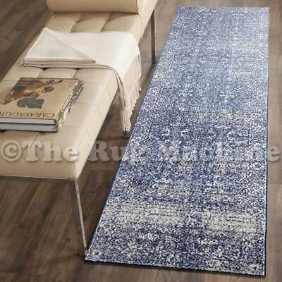 FORTUNA NAVY BLUE ALLOVER ANTIQUE STYLE TRADITIONAL RUG RUNNER 80x300cm **NEW** - Image 1 of 4