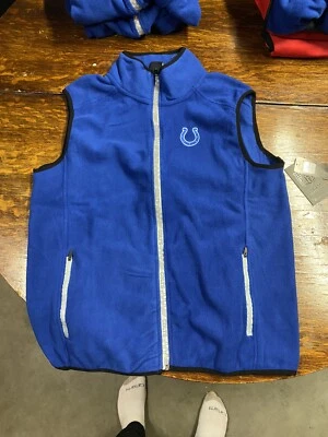 Indianapolis Colts Fleece Sweater Vest Blue Full Zip NFL Team Apparel Size Med - Image 1 of 3
