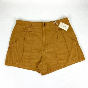 Universal Faden Senf gelb Hochhauslinie plissiert Denim Shorts Größe 14 - neu mit Etikett - Bild 1 von 9