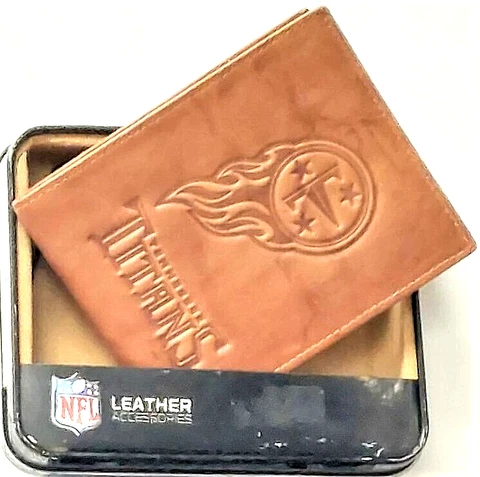 Tennessee Titans Leather Embossed Bi-Fold Wallet Tan New Rico Cover