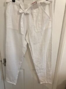 Per Una White Cotton Trousers SIZE 18 Summer Holiday  M&S