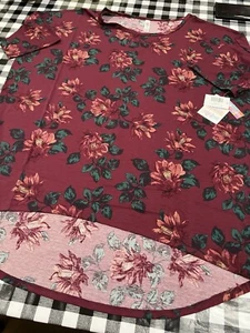 Camisa túnica LuLaRoe 2XL Irma 2X XXL rosas Merlot vino floral #743 - Imagen 1 de 5