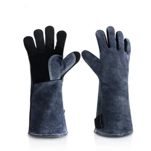 JZK Strapazierfähige große Leder Hitzebeständige Hitzebeständige Feuerwehrhandschuhe Stulpen - Bild 1 von 7