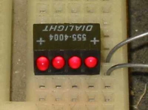 2 pcs DIALIGHT P/N 555-4004 2mm dia. QUAD RED LEDs With Internal 5V Resistor - Picture 1 of 4
