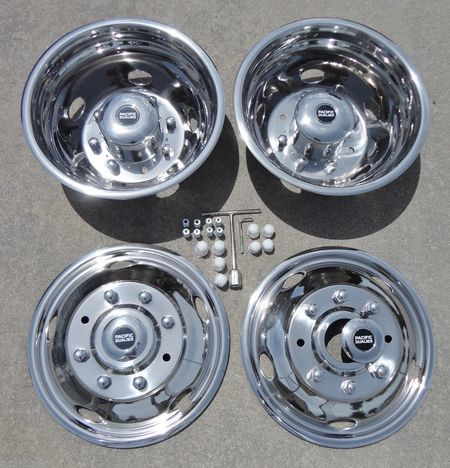 FORD F450 / F550 19.5" 1999 2000 2001 2002 Stainless Dually Wheel Simulators Foto 1 de 3