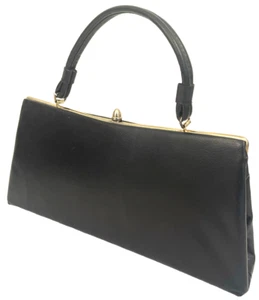 Vintage 60s Dover Leather Top Handle Retro Purse Made in USA Pin-up Rockabilly - Picture 1 of 13