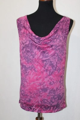 GUESS Sz M Purple Art Print Drape Neck Racerback Tank Top Foto 1 de 4