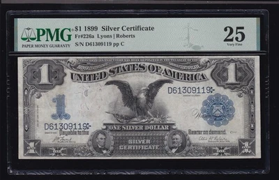 US 1899 $1 Silver Certificate Lyons/Roberts FR 226a PMG 25 VF (119) - Image 1 of 2