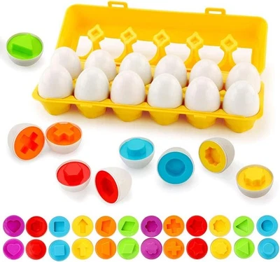 JoyGrow Passende Eier 12PCS Montessori Eier Spielzeug Farb und Formerkennung - Bild 1 von 4