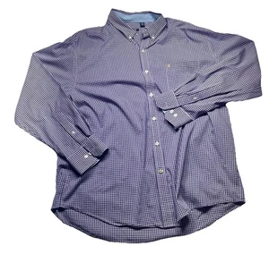 IZOD Hemd Herren XL lila kariert Button Down bügelfrei Stretch Langarmhemd - Bild 1 von 5