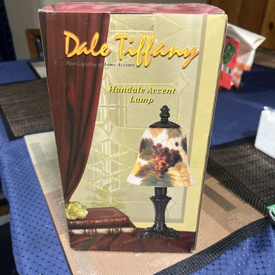 Dale Tiffany Handale Accent Lamp Antique Finish MetalBase Hand Painted w/Grapes - Image 1 of 3