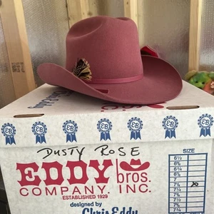 Cowboy Hat Chris Eddy Dusty Rose Size 7 1/8 With Box XX Fur Blend Pink - Picture 1 of 16
