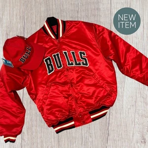 Vintage Chicago Bulls Starter Satin Jacket + Matching NWT Starter Hat – Size L - Picture 1 of 8