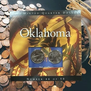 2008 2 Coins of America State Quarter Dollar Set Oklahoma #46 of 50 25c - Picture 1 of 4