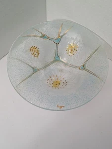 Ciotola vetro artistico firmata Higgins vintage metà secolo moderna vetro fuso firmata - Foto 1 di 7