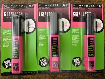 Тушь для ресниц Maybelline Great Lash Mascara 100 Blackest Black - упаковка 3 шт. - Изображение 1 из 3