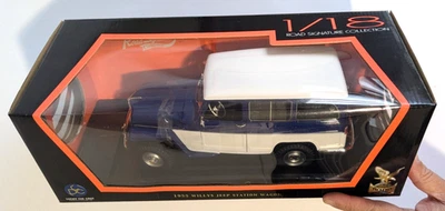 1955 Willys Jeep Station Wagon Blue/White 1:18 Diecast Model Road Signature NIB - Image 1 of 4