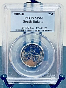 2006-D Washington Quarter South Dakota PCGS MS67 Mint State 67 #11274759 - Picture 1 of 2
