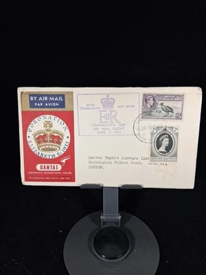 1953 CORONATION OF QUEEN ELIZABETH 2ND FDC BRITISH SOLOMON ISLAND QANTAS - Image 1 of 4
