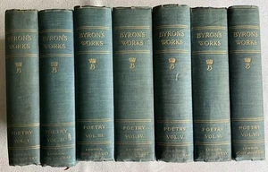 7x Antique “Byron’s Works Poetry” Vol. 1-7, H/B Books, John Murray, 1898-1904 - Bild 1 von 24