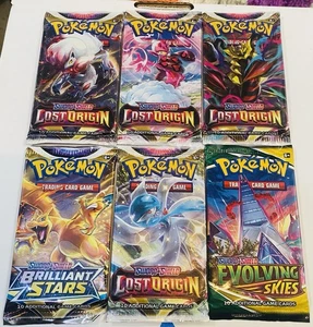 Pokemon TCG Sword & Shield Lost Origin Booster Pack Art Set 7 Sealed PACKS - Bild 1 von 3