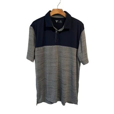 LevelWear Polo Shirt Mens Large Navy & Grey Golf Short Sleeve Performance Fabric - image 1 of 4