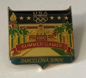 JUEGOS DE VERANO EE.UU. Juegos Olímpicos Barcelona España 1992 Tono Dorado 1” Ancho Solapa Tack Pin - Imagen 1 de 4