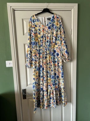 Vestido Ruth Langsford Talla 16 Floral Maxi Manga Larga Cuello en V Nuevo con Etiquetas Evento de Verano Foto 1 de 4