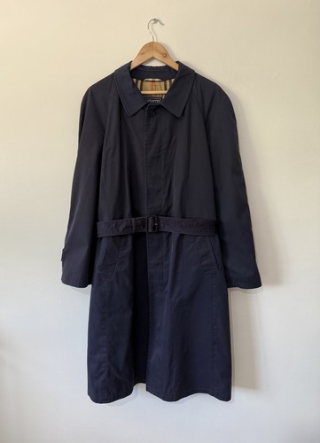 Burberry trench uomo anni '70 Balmacaan Nova check blu navy 40R ottimo