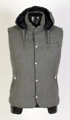 Chaleco Brunello Cucinelli Lana/Seda/Cachemira/Abajo con Capucha - Gris - S - $3995 Foto 1 de 4