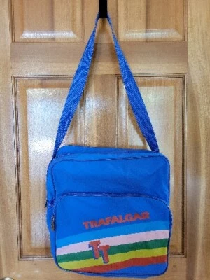 Bolso Mensajero de Viaje Retro Años 80 Trafalgar Azul Arco Iris De Colección LEER Foto 1 de 4