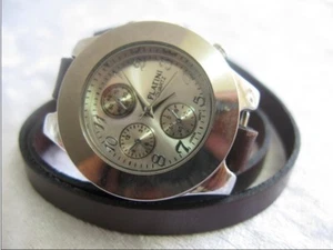 Girs de mujer genuino cuero doble bolsa reloj pulsera de plata correa de reloj - Imagen 1 de 8