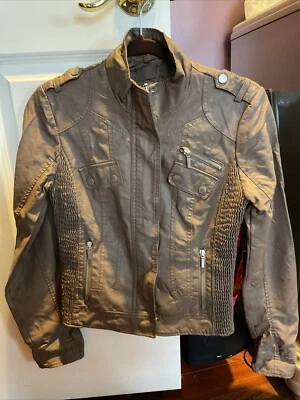 xhilaration Target Womens’ Brown Faux Leather Zip Up Moto Jacket S - Image 1 of 4