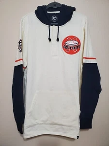 Men's '47 Brand Cream Houston Astros Shortstop Pullover Hoodie SZ XL Astrodome  - Picture 1 of 15