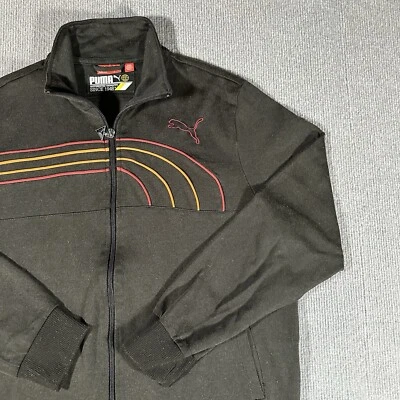 Puma Mens Jacket Red Orange Stripes Pockets Embroidered Logo Full Zip Medium * - Image 1 of 4